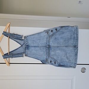 Free People denim jean overall mini dress 26 light blue